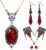 Halloween-Kostüm Damen-Vampir-Schmuckset, 4-teilig mit roten Steinen