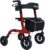 Klappbarer Rollator mit Sitzpolster, Einkaufstasche und Stockhalter – höhenverstellbar, leicht und schlank für Senioren – Gehhilfe mit Bremse, 10 Zoll/8 Zoll All-Terrain-Räder, Aluminium, Schwarz (Rot)