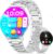 Damen Smartwatch (2 Armbänder), Premium Metallarmband, 1,43 Zoll HD AMOLED Display, 120+ Sportmodi, Fitnessuhr mit Schlaftracking, Telefonfunktion, Uhr für iOS Android, Silber