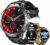 LIGE Military Smartwatch Herren (3 Armbänder) – 1000 mAh / 1,85 Zoll HD großer Touchscreen/LED-Licht, Fitnessuhr mit 110+ Sportmodi, Herz-/Schlaf-Tracking, Sportuhr für iOS/Android, Tiefschwarz